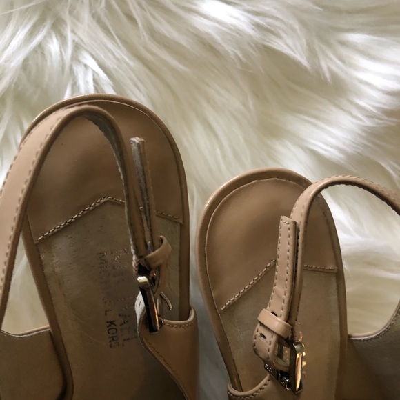 MICHAEL Michael Kors Leather Espadrille Slingback Peep Toe Heels Sz 7.5 - Picture 10 of 15